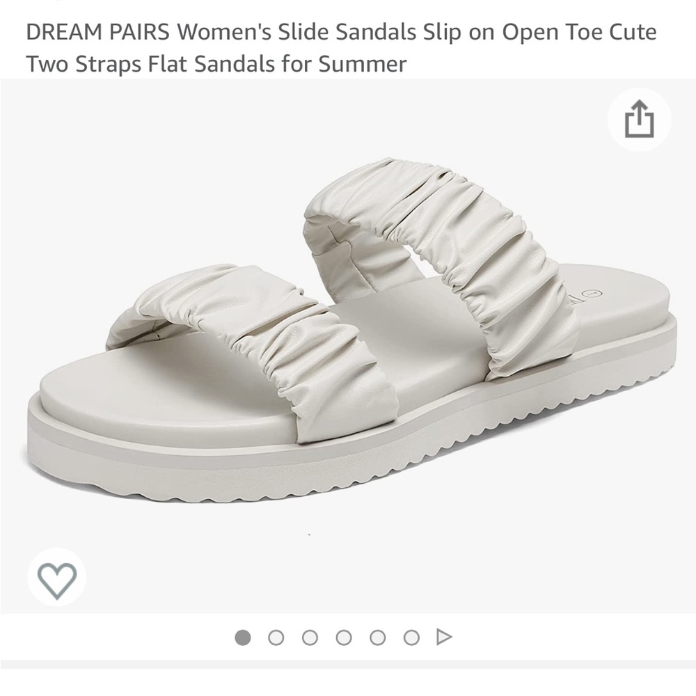 DREAM PAIRS Slide Sandals Slip on Flat Sandals white size 8